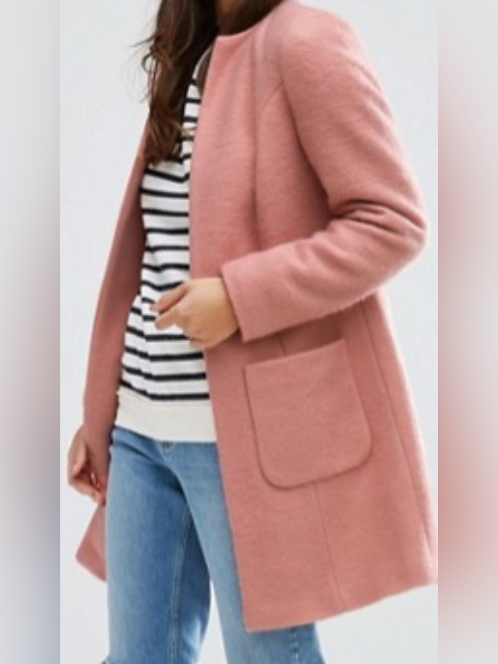 Max Studio Boiled Wool Blend Long Rose Pink Sweater Coat, soze Large.